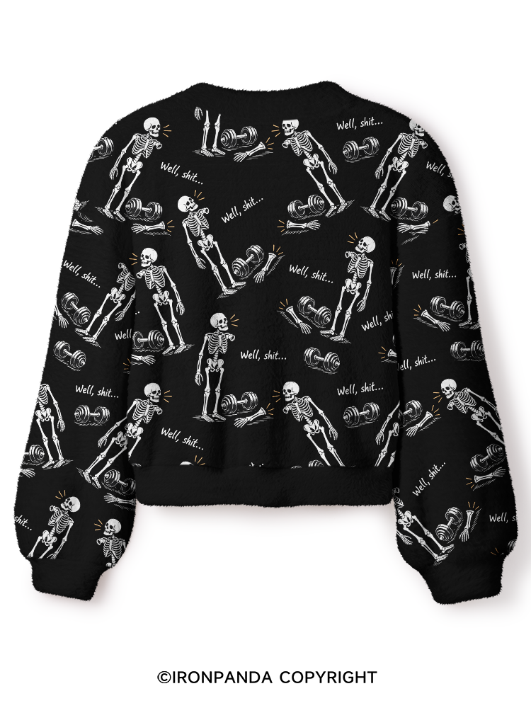 Well Shit Skeleton Crop Ugly Cardigan Sweater
