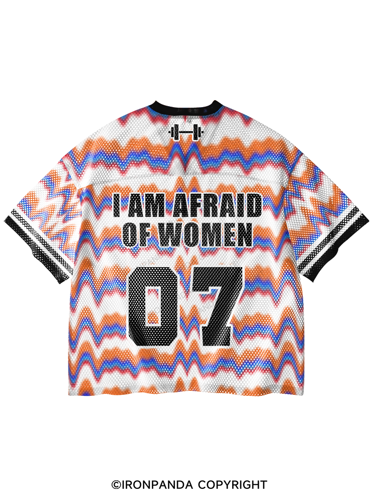 I AM AFRAID OF WOMEN V-Neck Open Hole Mesh Top