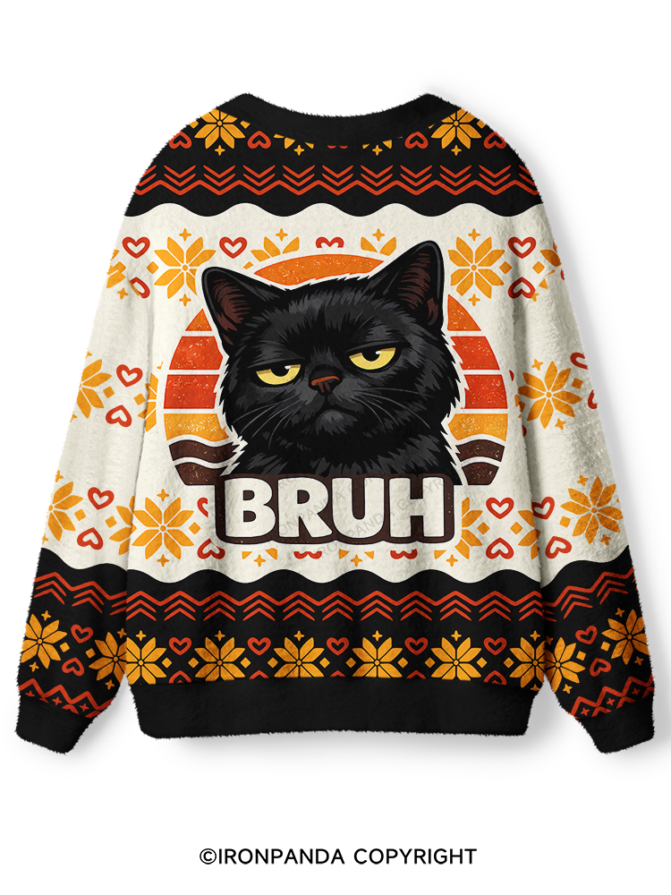 BRUH CAT Ugly Cardigan Sweater