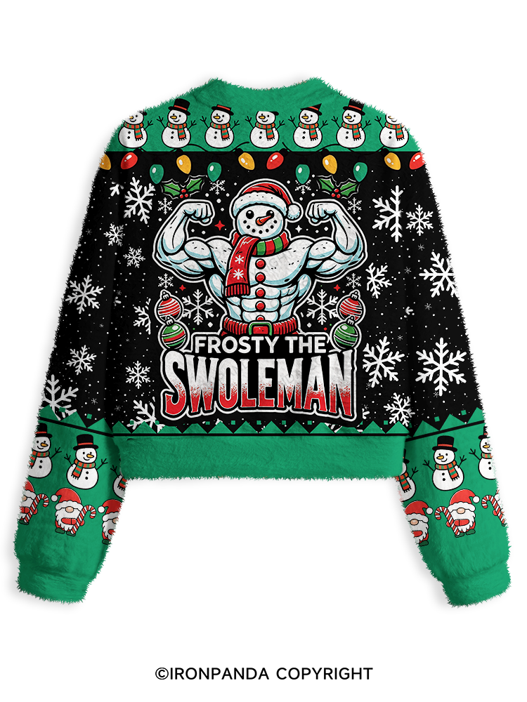 Swoleman Funny Christmas Gym Fuzzy Fleece Crop Sweater