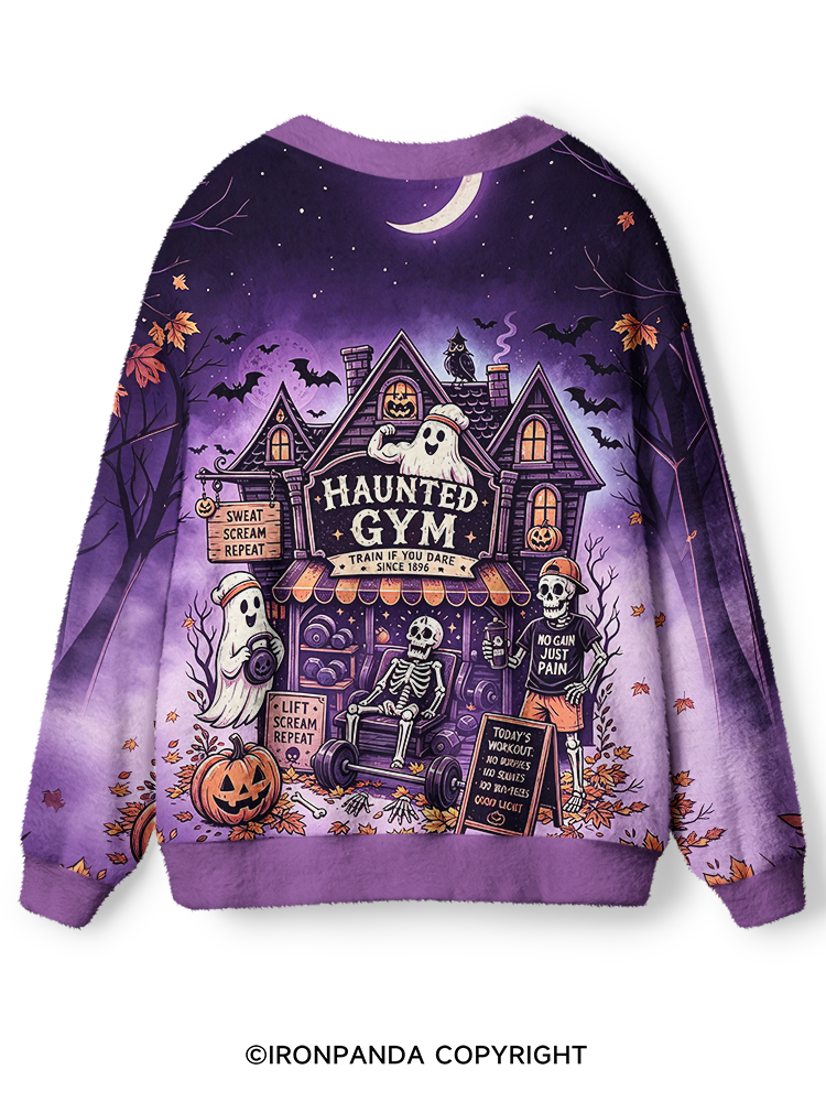 Haunted Gym Ugly Cardigan Sweater