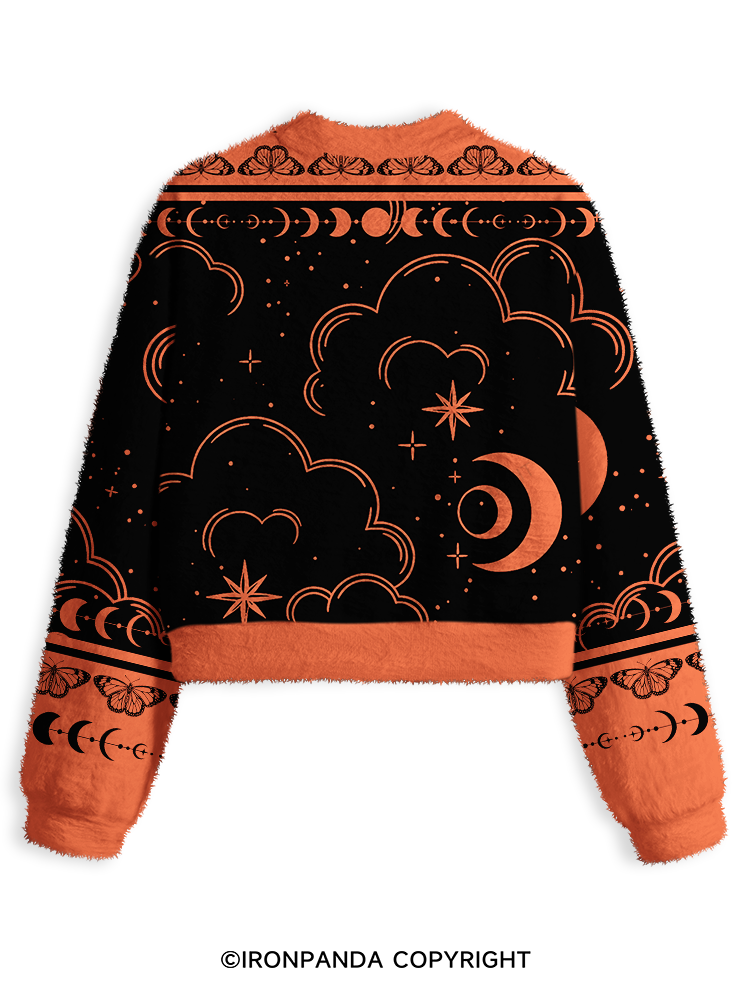 ANTI-SOCIAL BUTTERFLY Fuzzy Fleece Crop Sweater