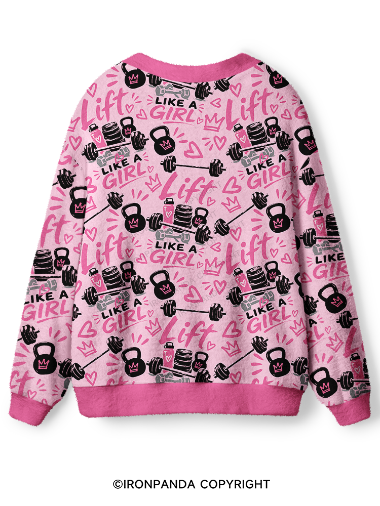 Lift Like a Girl Ugly Cardigan Sweater