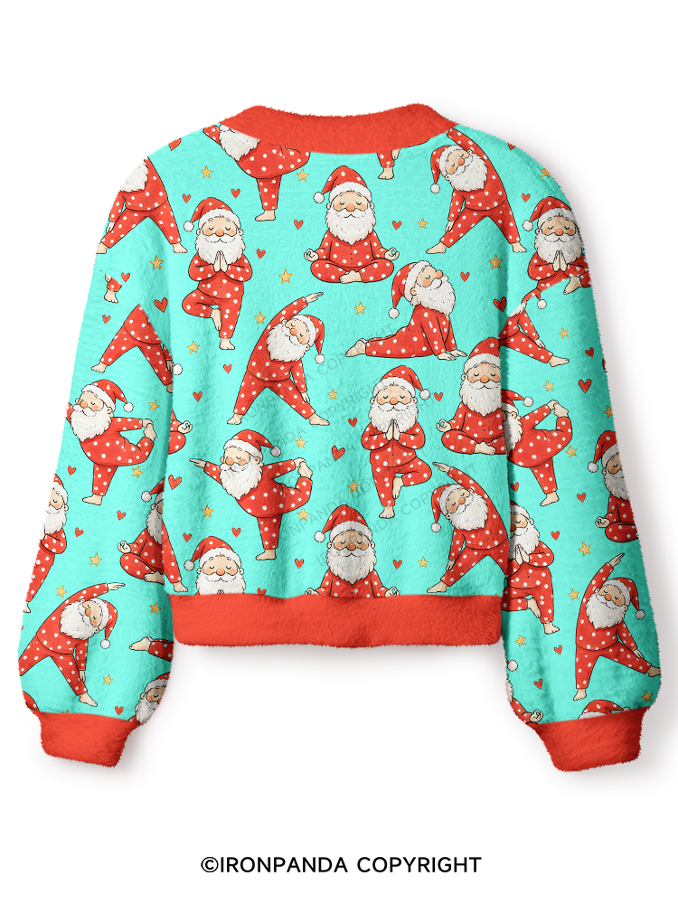 Funny Santa Yoga Crop Ugly Cardigan Sweater