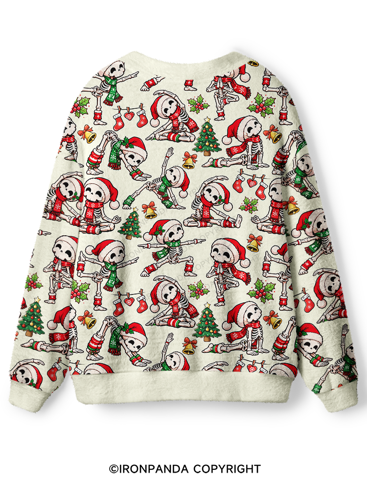 Yoga Skeleton Santa Ugly Cardigan Sweater