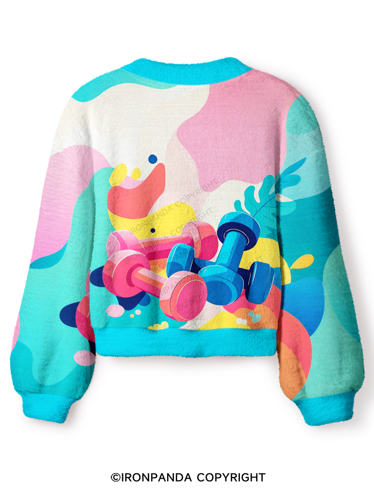 DOPAMINE DUMBBELL PARTY Crop Ugly Cardigan Sweater