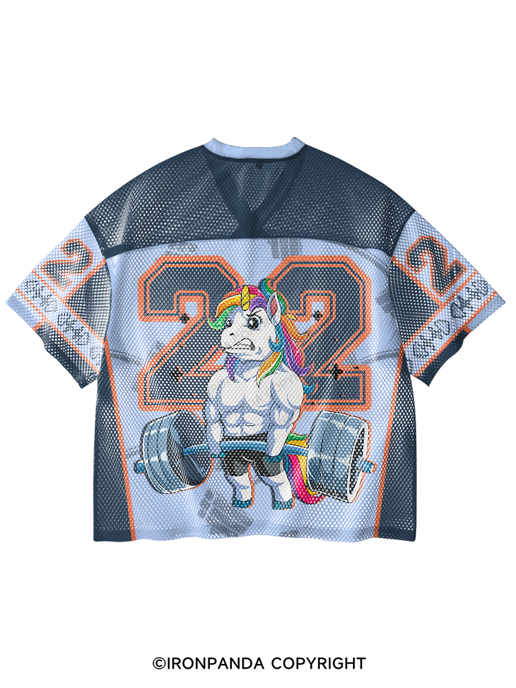 WEIGHTLIFTING UNICORN V-Neck Open Hole Mesh Top