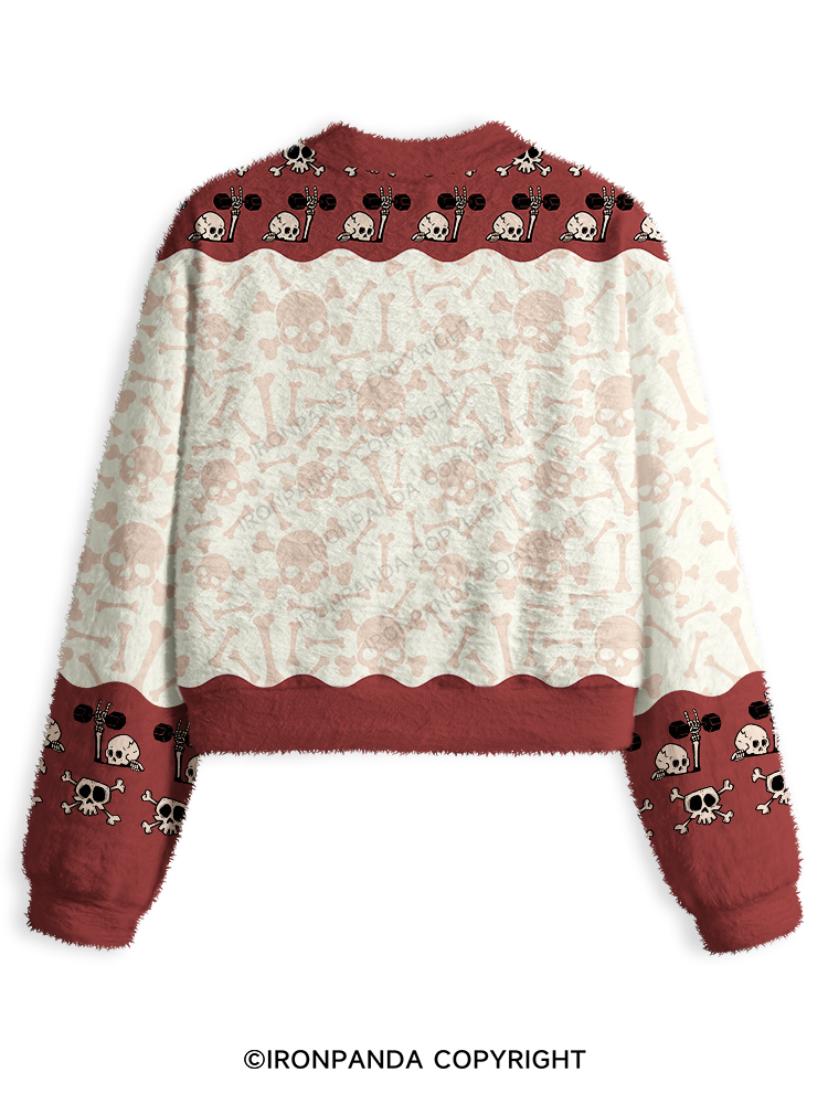 Well Shit Funny Fuzzy Fleece Crop Sweater