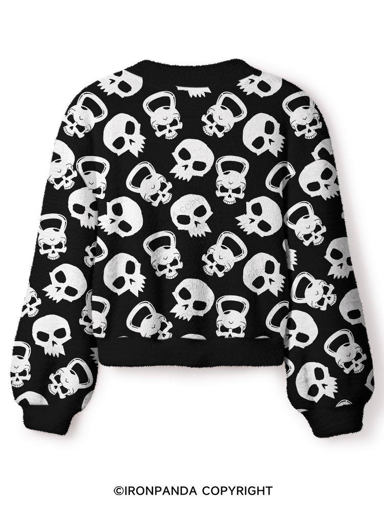 DARK SKULL KETTLEBELL Crop Ugly Cardigan Sweater