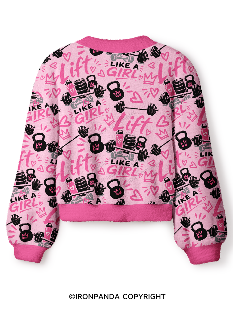 Lift Like a Girl Crop Ugly Cardigan Sweater