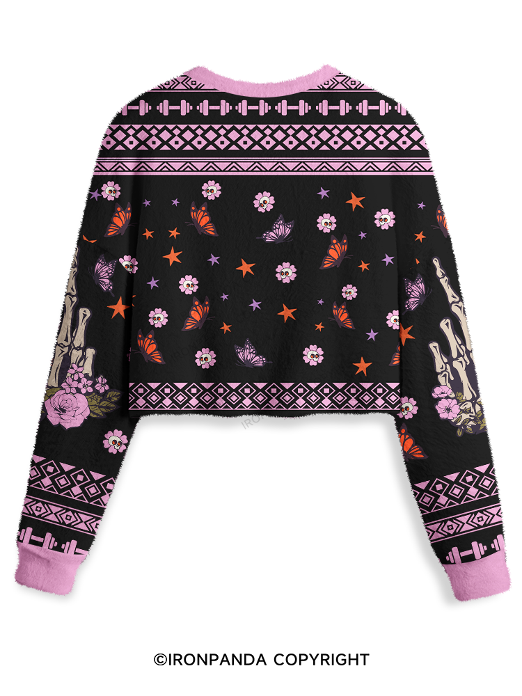 There It Goes My Last Flying Skeleton Crop Ugly Sweater