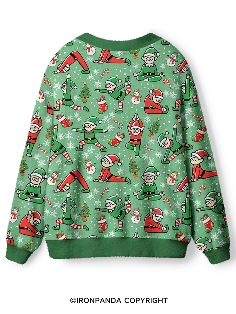 Funny Christmas Elf Ugly Cardigan Sweater