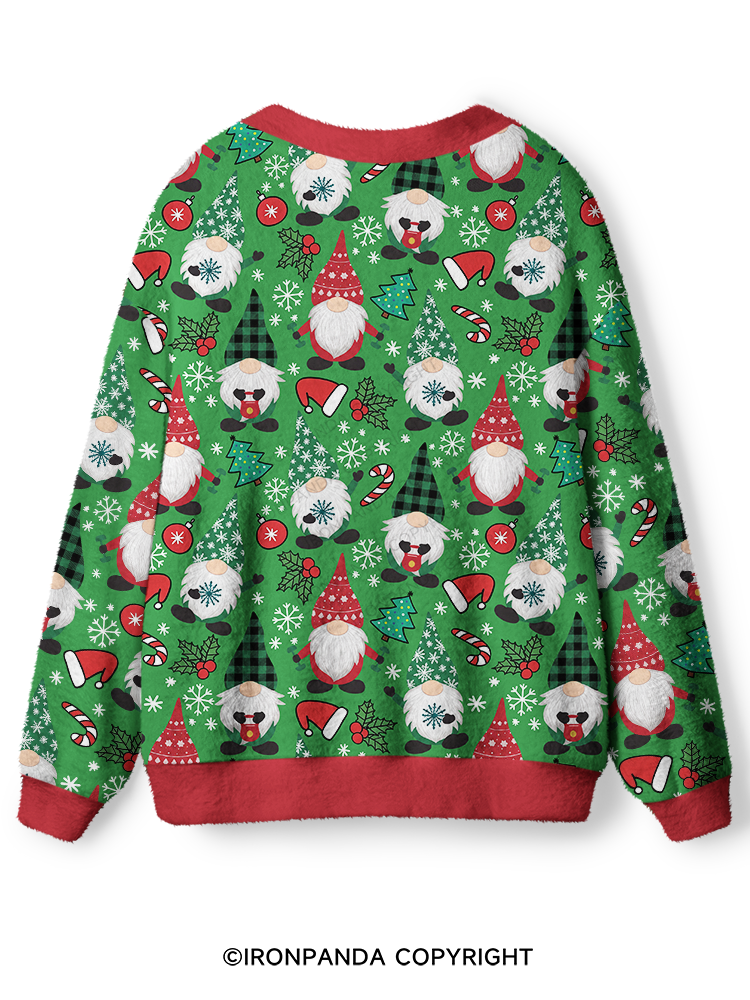 Gnomes lifting weights Ugly Cardigan Sweater