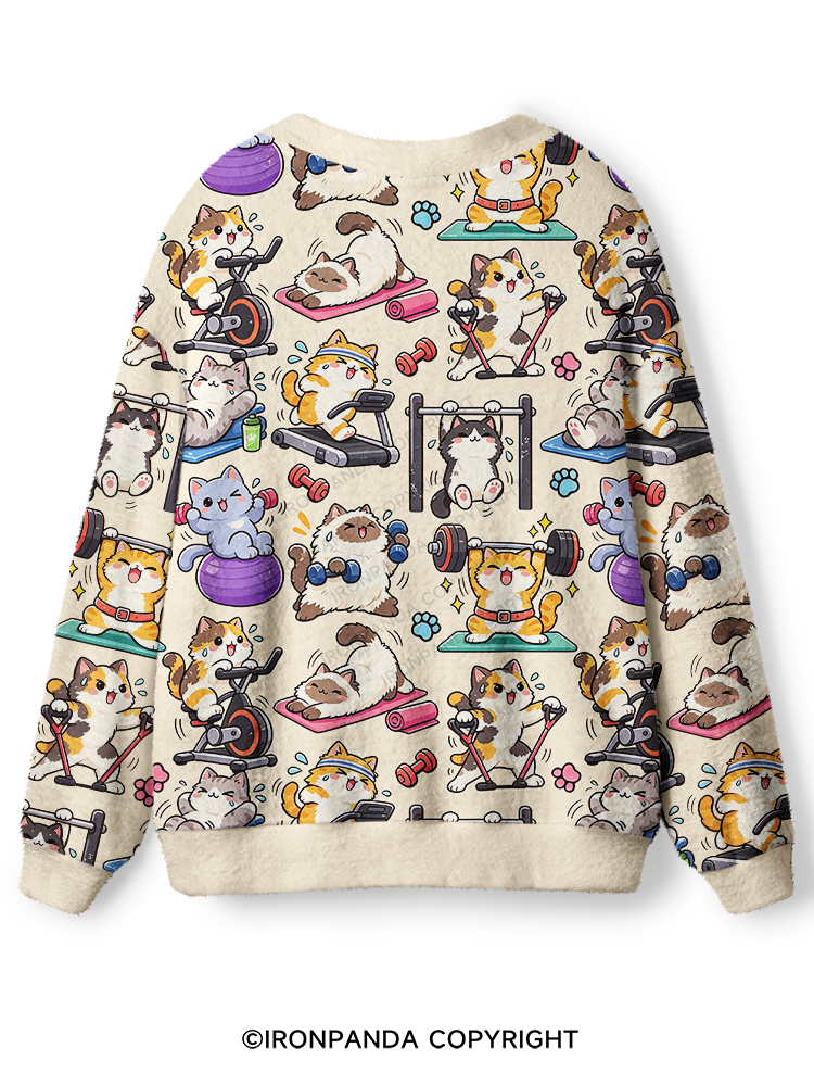 Fitness Cats Gym Ugly Cardigan Sweater