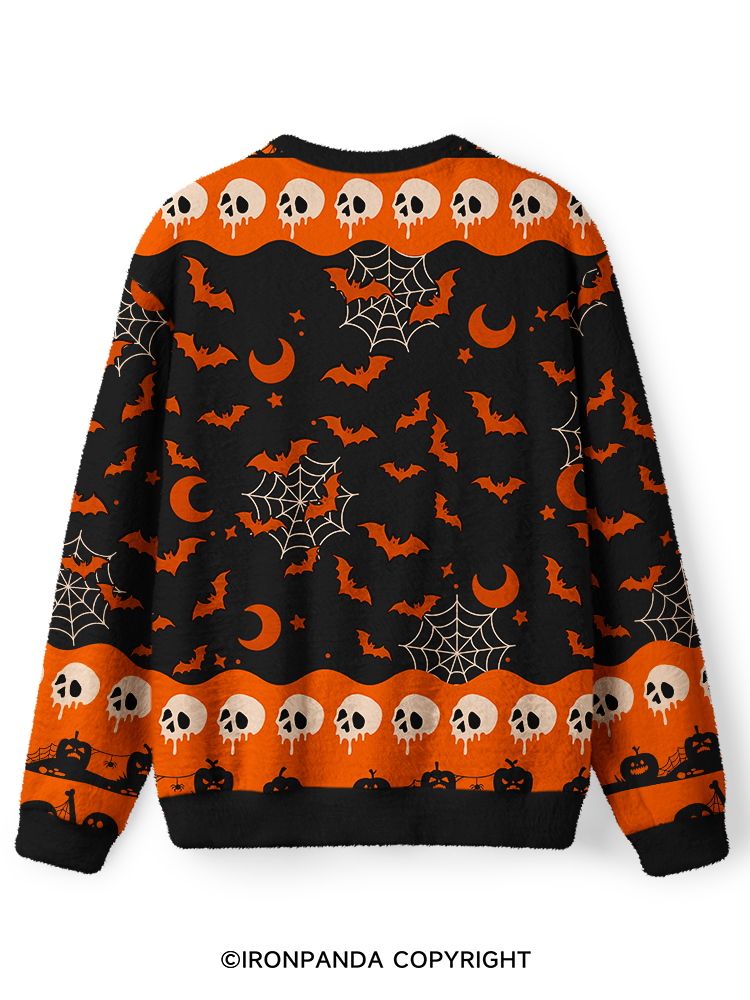 WORKING ON MY BOOTY FUNNY HALLOWEEN PUMPKIN Ugly Fuzzy Fleece Sweater