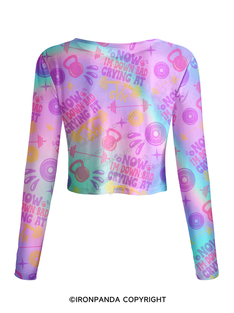 NOW IM DOWN BAD CRYING AT GYM Mesh Long Sleeve Top