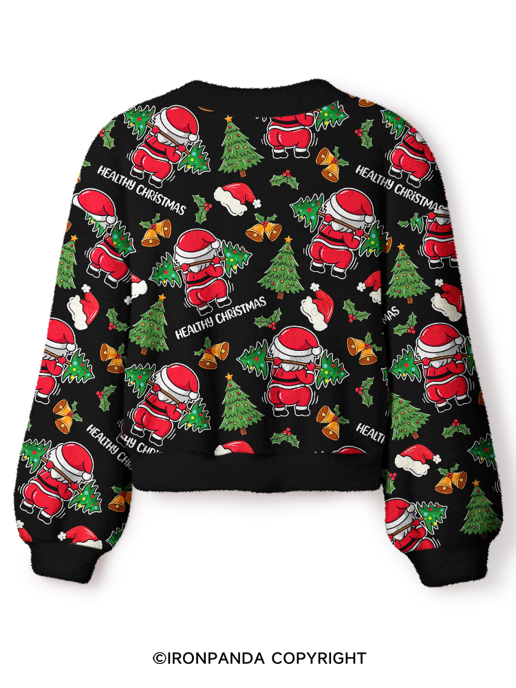 Healthy Christmas Crop Ugly Cardigan Sweater