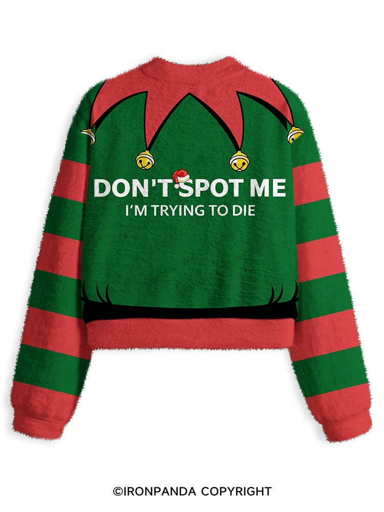Christmas Elf Fuzzy Fleece Crop Sweater