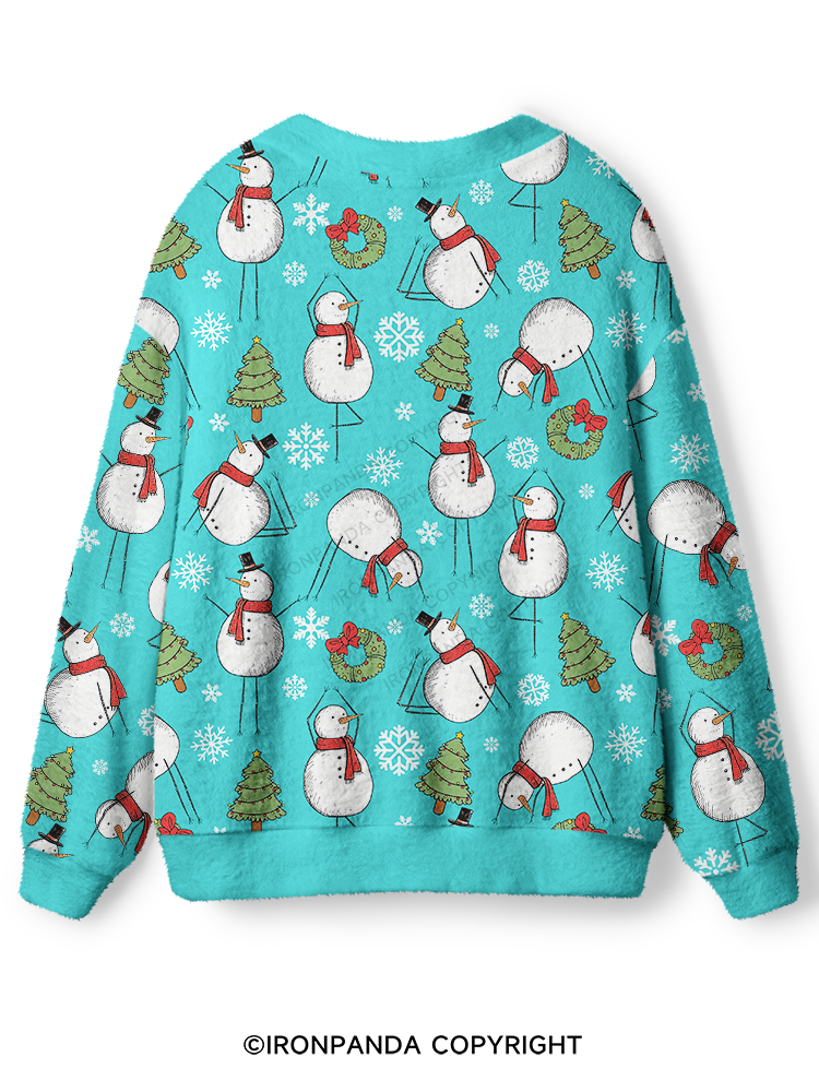 Snowman Christmas Yoga Ugly Cardigan Sweater