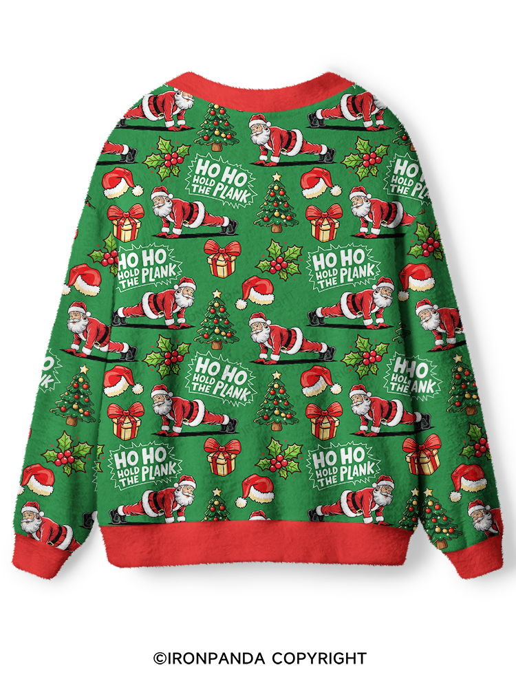 Ho Ho Hold the Plank Ugly Cardigan Sweater