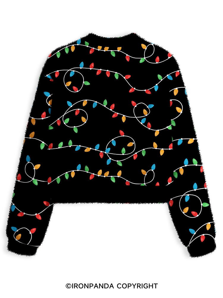 FITNESS CHRISTMAS REINDEER Fuzzy Fleece Crop Sweater