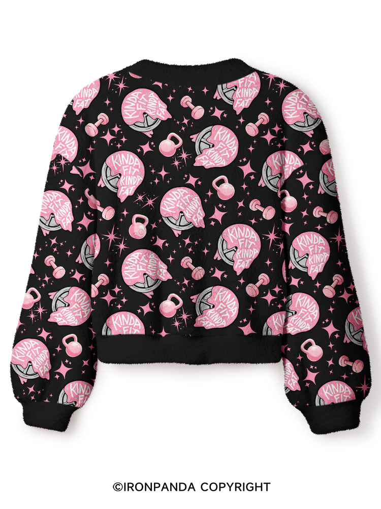 PINK WEIGHTS AND SWEET CALORIE BALANCE Crop Ugly Cardigan Sweater