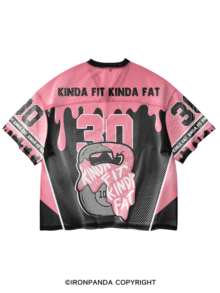 kinda fit sorta fat Kettlebell V-Neck Open Hole Mesh Top