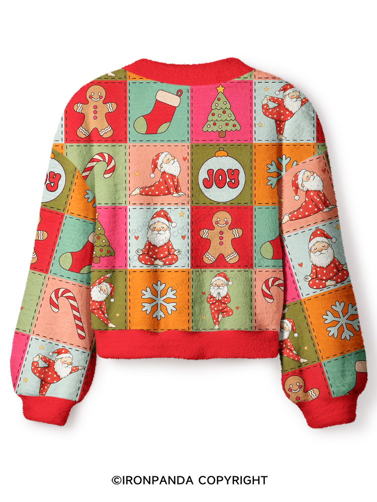 SANTA YOGA CHRISTMAS Crop Ugly Cardigan Sweater