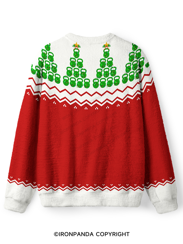 KETTLEBELL CHRISTMAS TREE Ugly Fuzzy Fleece Sweater