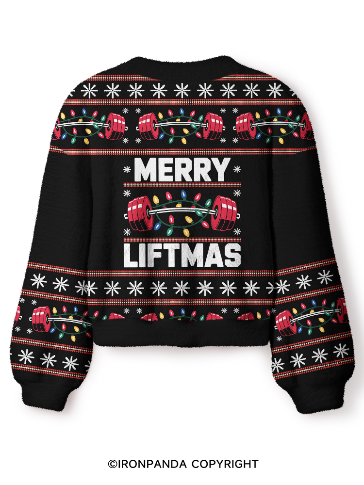 MERRY LIFTMAS XMAS SEASON Crop Ugly Cardigan Sweater