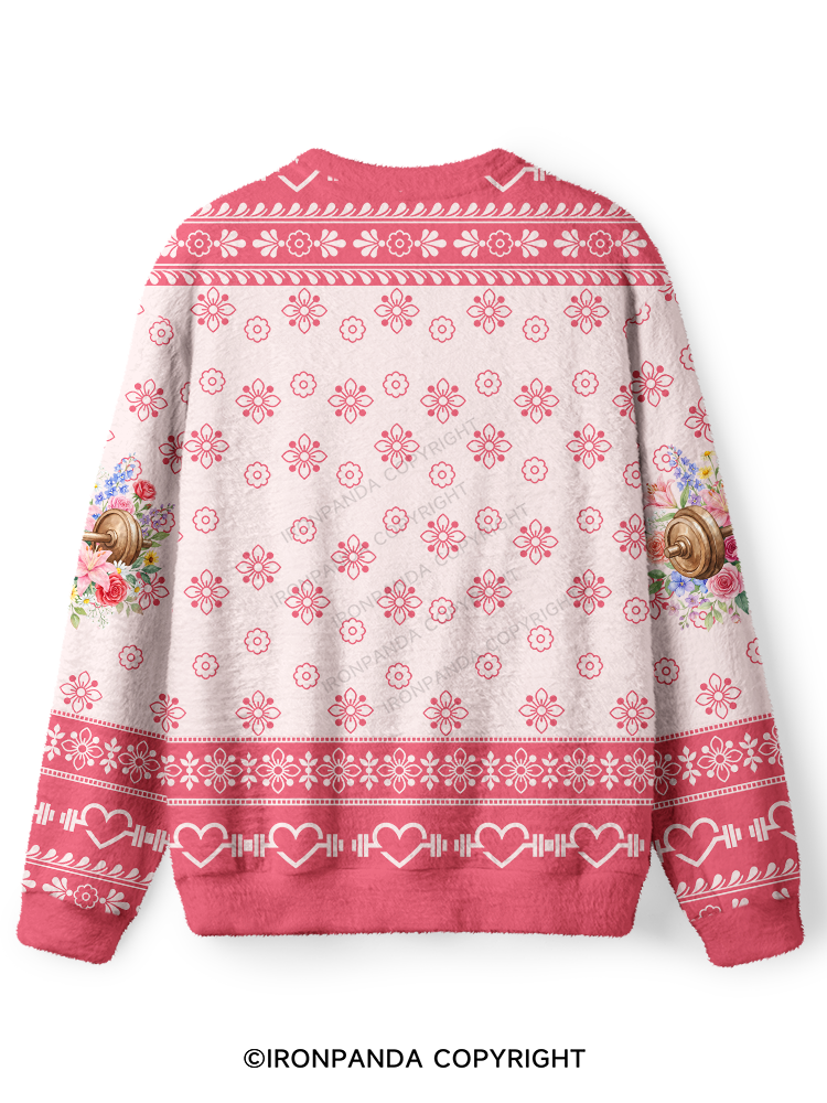 TRUST THE PROCESS Dumbbell Ugly Fuzzy Fleece Sweater