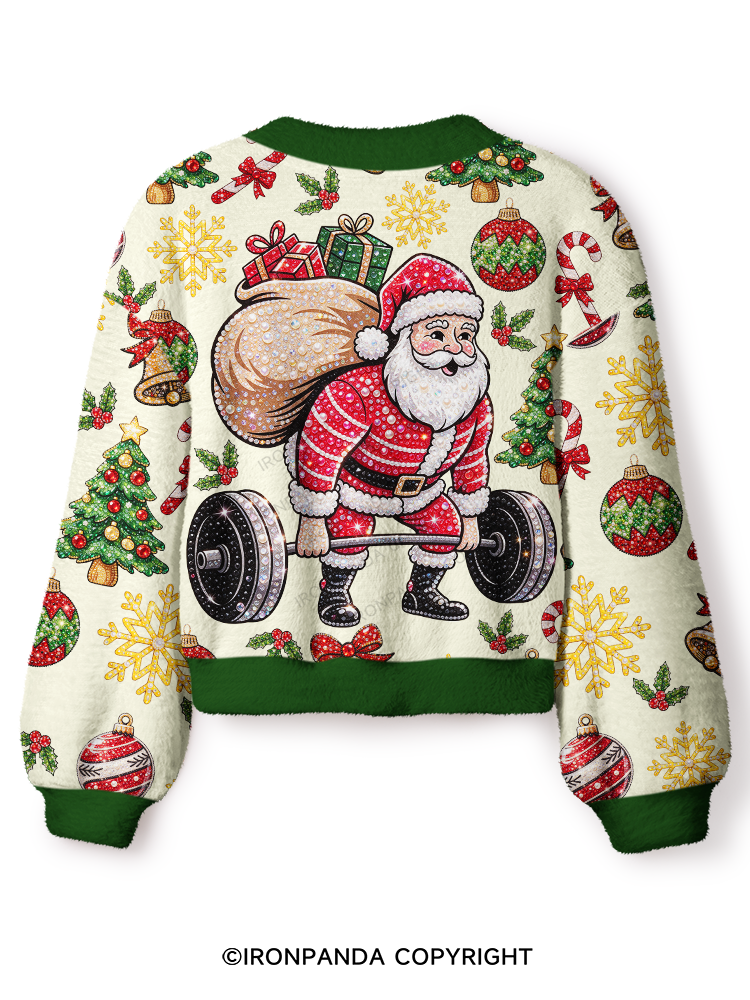 SPARKLE CHRISTMAS FITNESS MOMENT Crop Ugly Cardigan Sweater