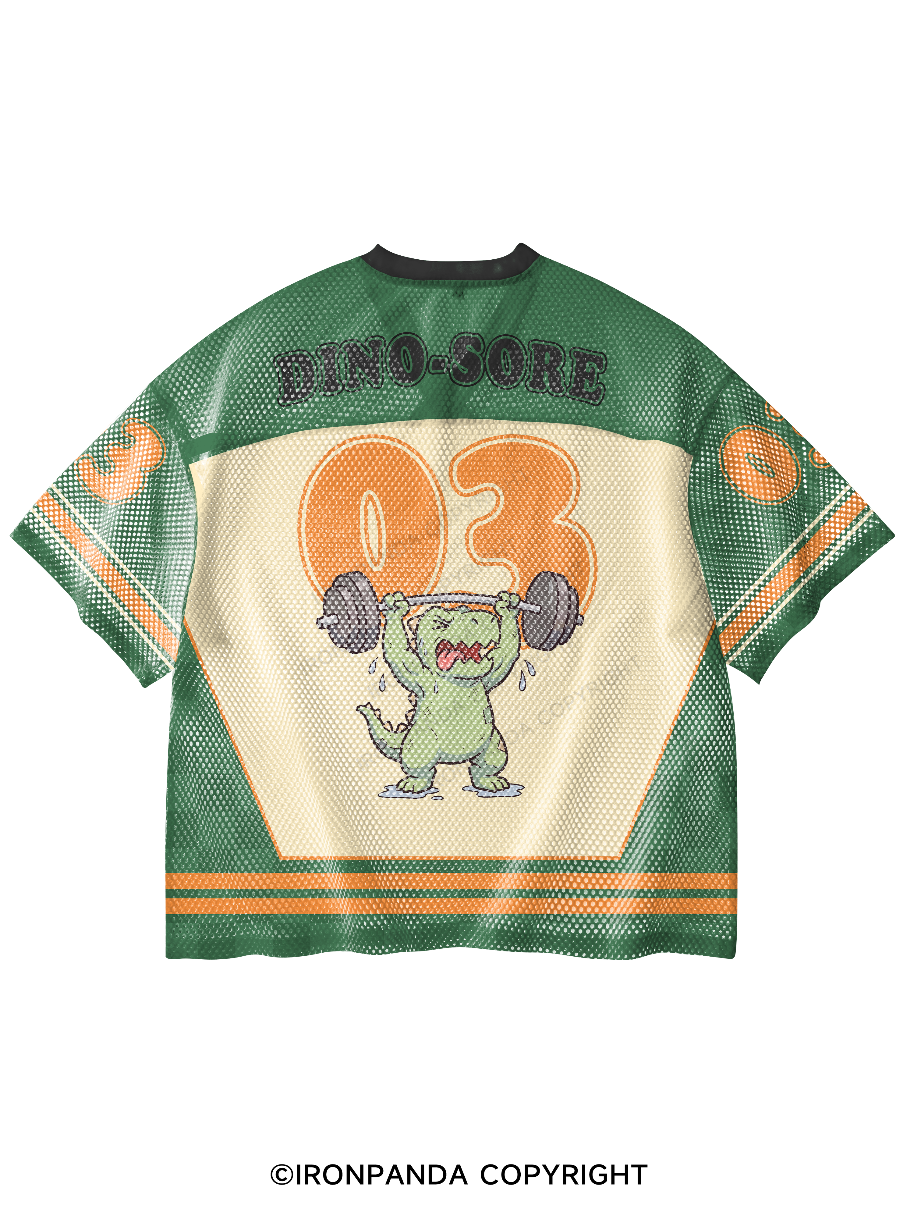 DINO-SORE FUNNY V-Neck Open Hole Mesh Top