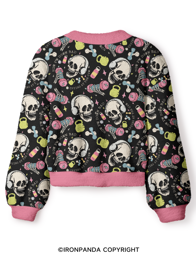 MELTDOWN SKULL GYM Crop Ugly Cardigan Sweater