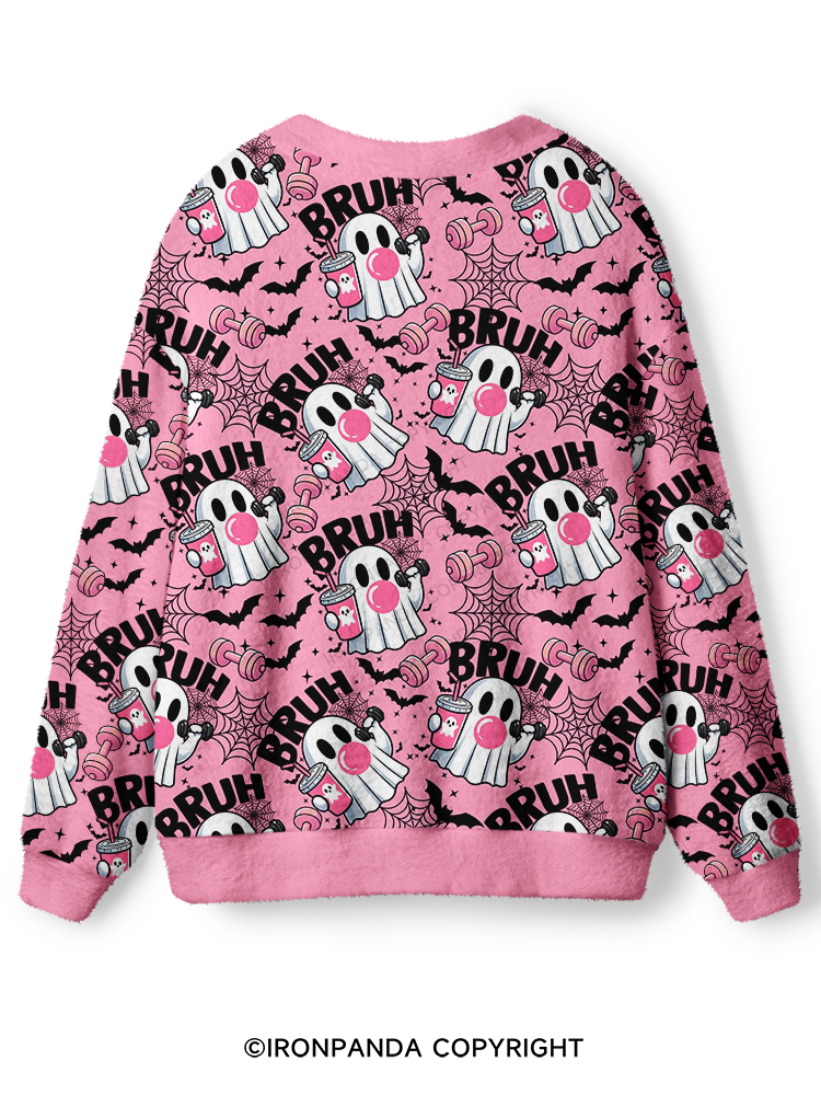 BRUH Ghost Ugly Cardigan Sweater