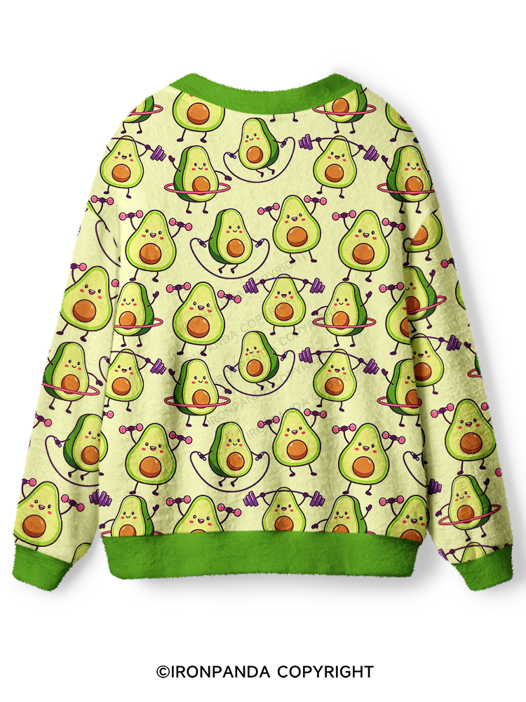 CUTE AVOCADO FITNESS PARTY Ugly Cardigan Sweater