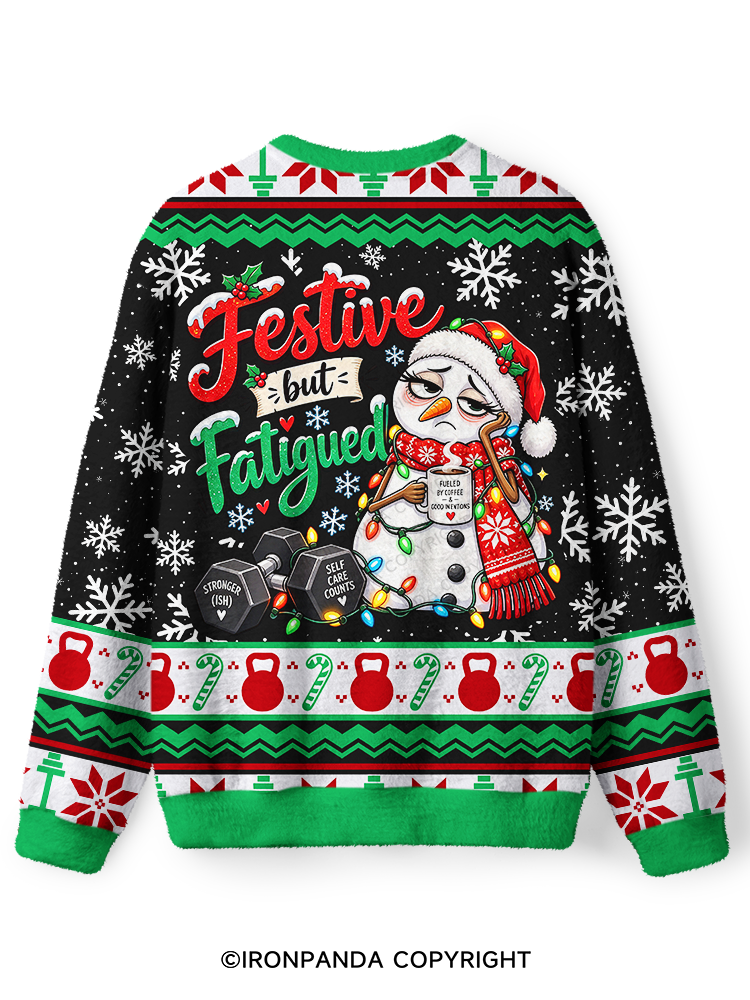 Funny Christmas Workout Snowman Ugly Fuzzy Fleece Sweater