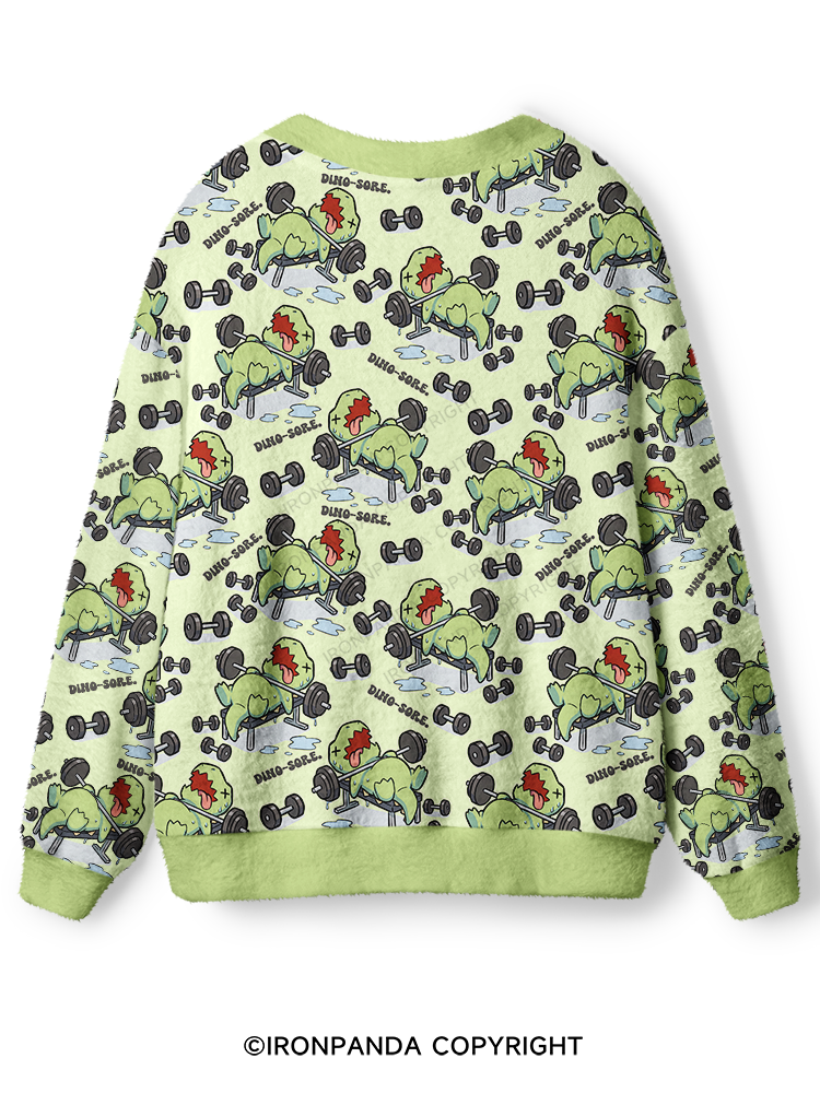 DINO-SORE WORKOUT Cats Ugly Cardigan Sweater