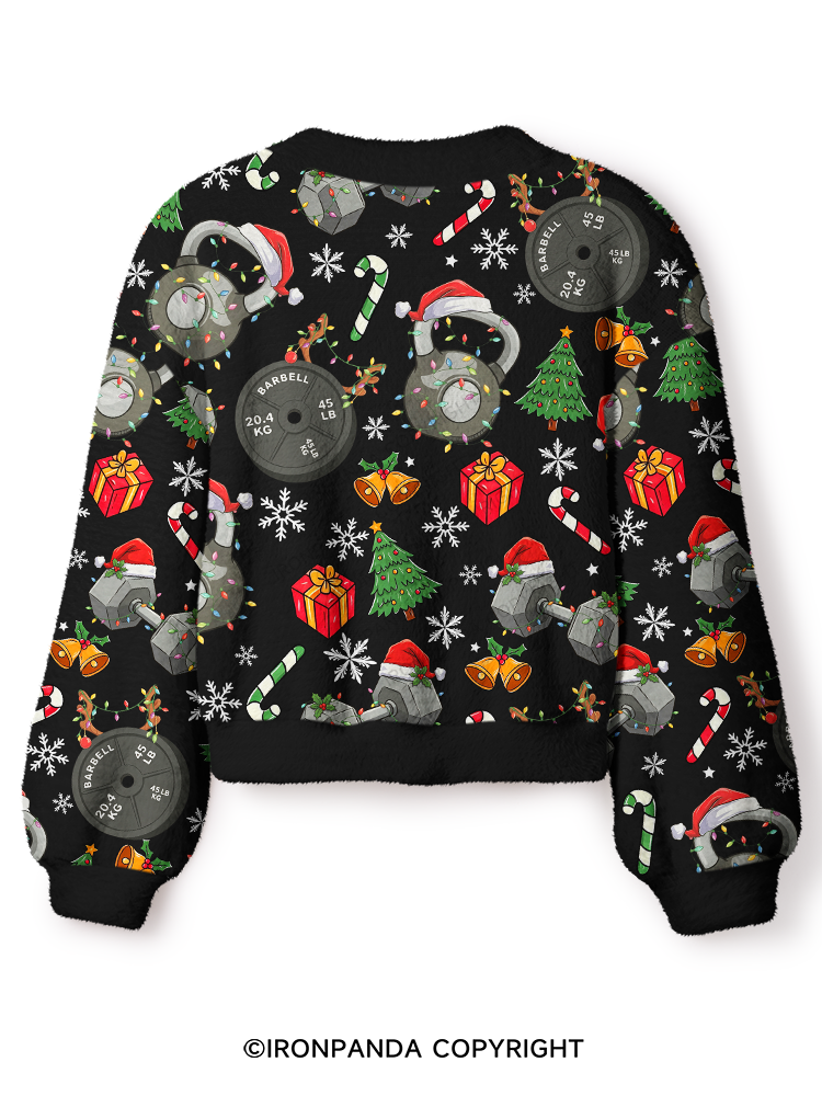 Kettlebell Christmas Crop Ugly Cardigan Sweater