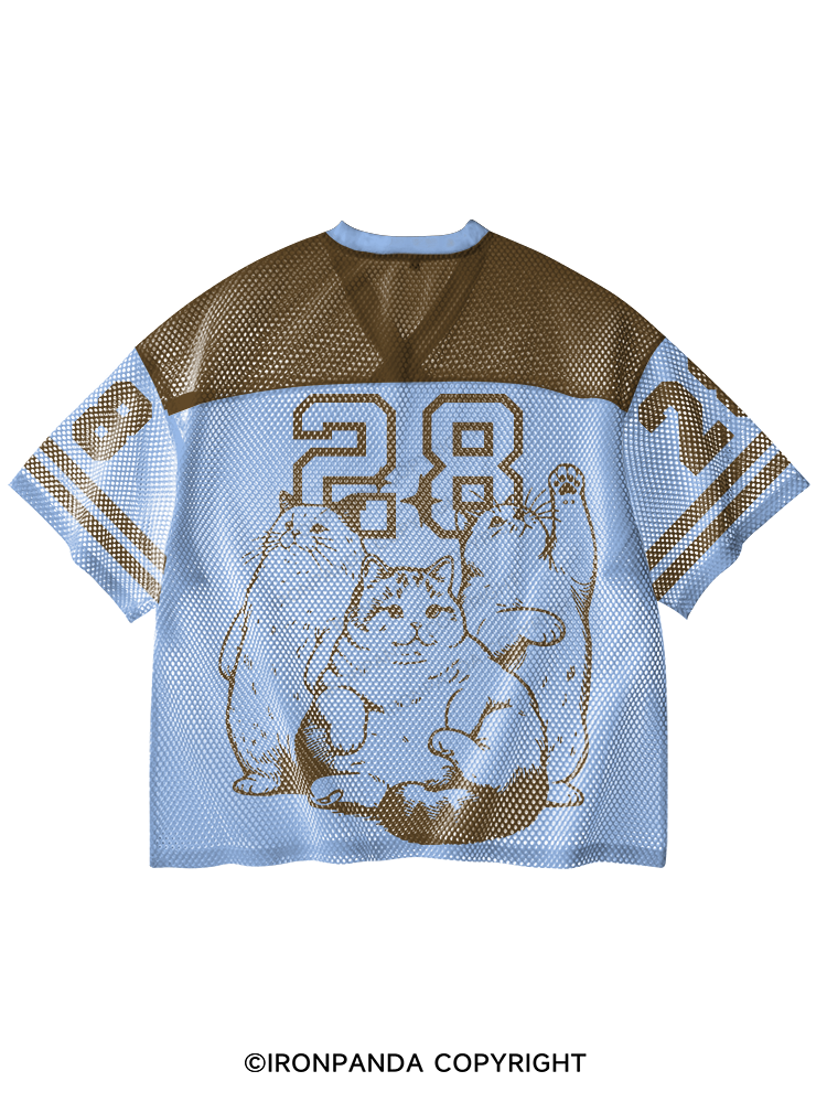chonk cats V-Neck Open Hole Mesh Top