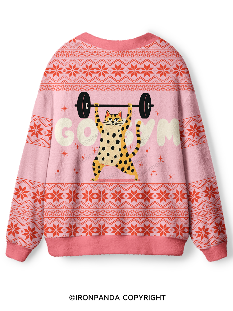 Funny Gym Cat Ugly Cardigan Sweater