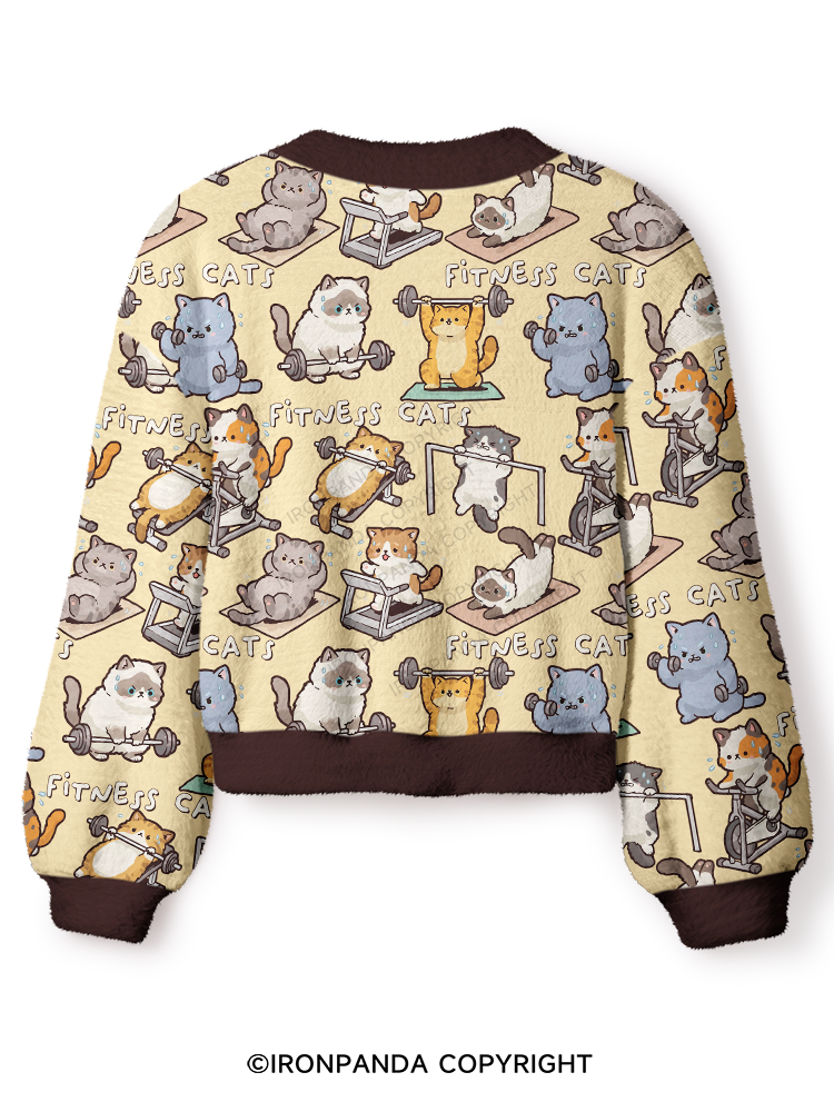 FITNESS Cats Crop Ugly Cardigan Sweater