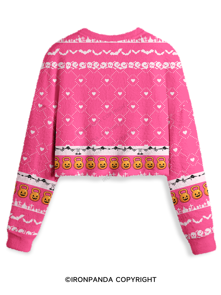 WEIGHTLIFTING SPOOKY FUNNY GYM Crop Ugly Sweater