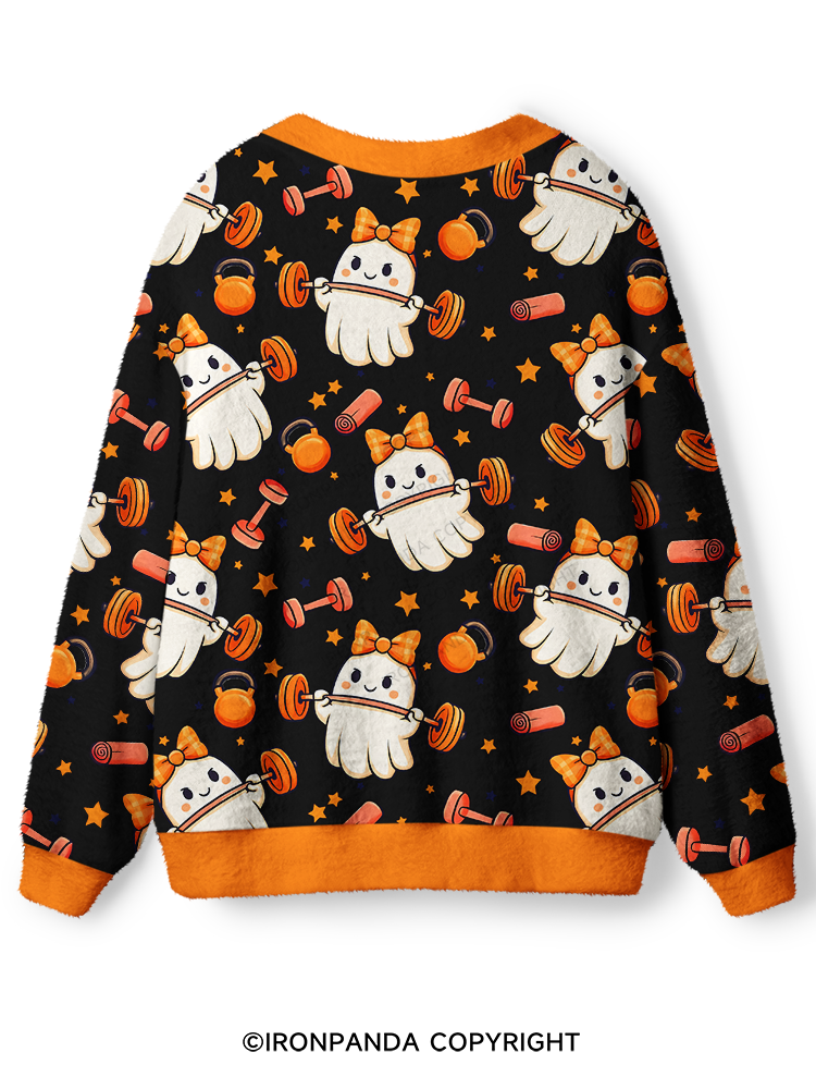 WORKING ON MY BOOTY FUNNY GHOST Ugly Cardigan Sweater