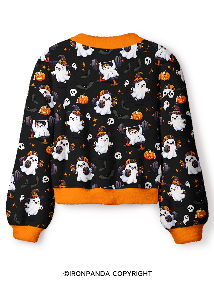 Funny Ghost Fitness Crop Ugly Cardigan Sweater