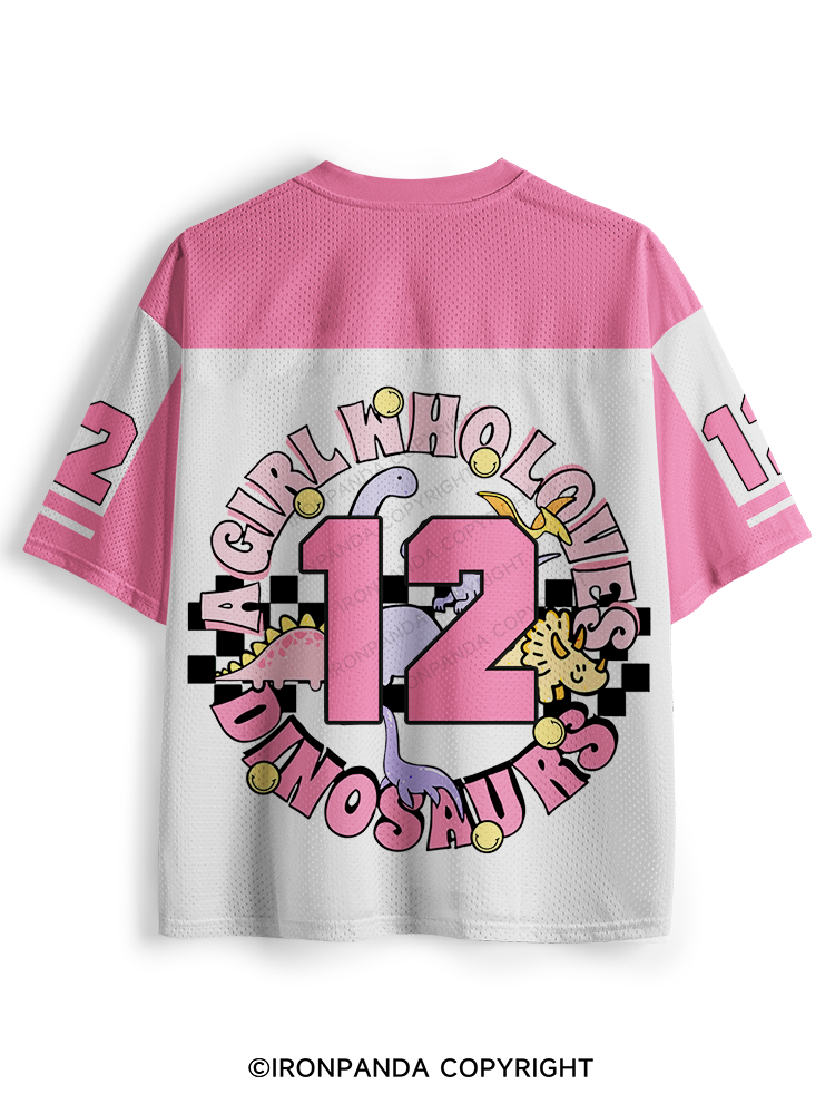 Just A Girl Who Loves Dinosaurs Cartoon Mesh Jersey