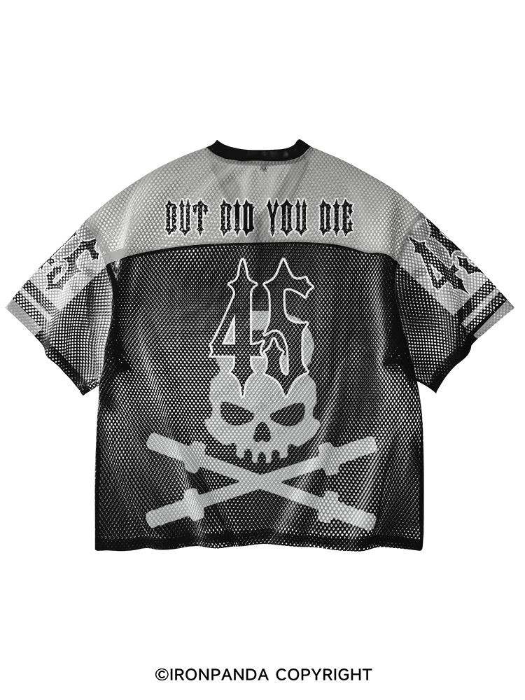 But Did You Die V-Neck Open Hole Mesh Top