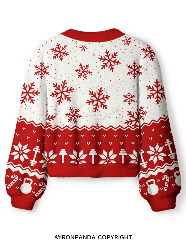 STRENGTH TRAINING CHRISTMAS SNOWFLAKE Crop Ugly Cardigan Sweater