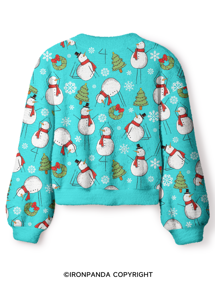 Snowman Christmas Yoga Crop Ugly Cardigan Sweater