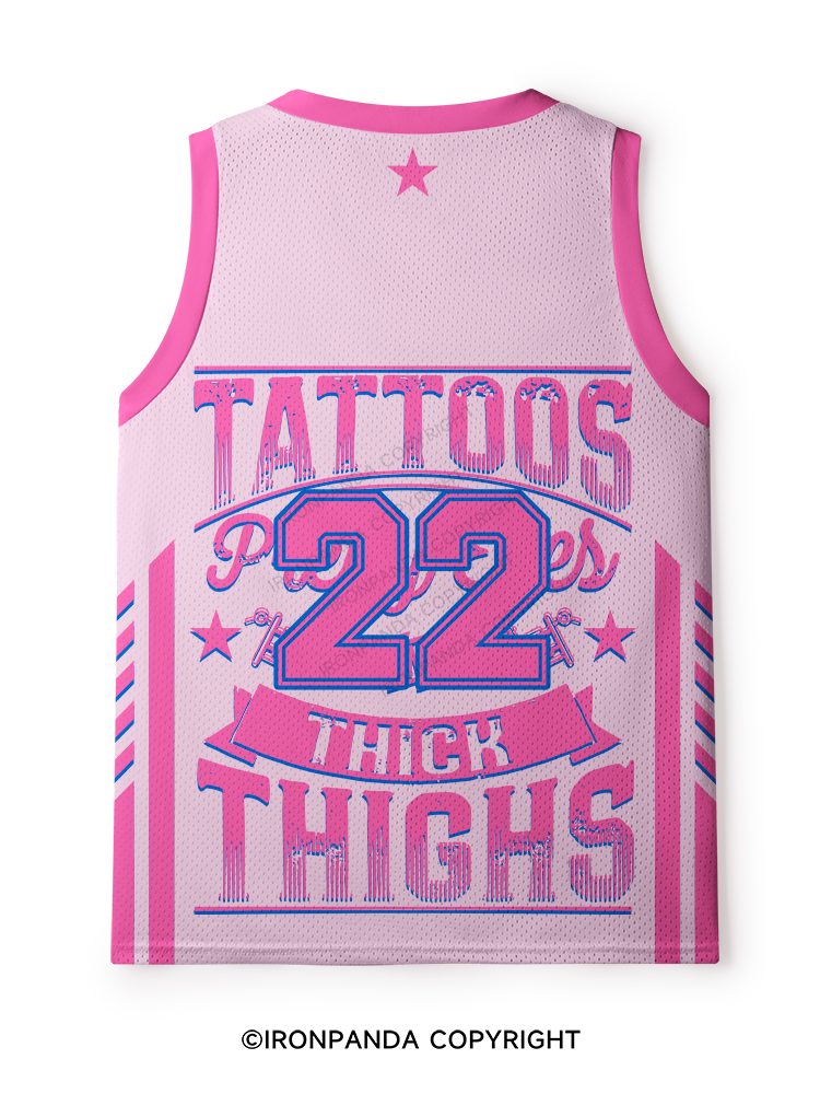 TATTOOS PRETTY EYES AND THICK THIGHS Mesh Tank Top